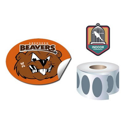 Roll Stickers / Decal - Indoor Permanent - 4.25x3 Oval Shape