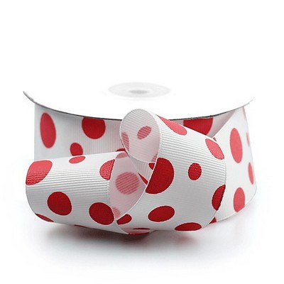 Orange Polka Dot Ribbon Printed on Grosgrain