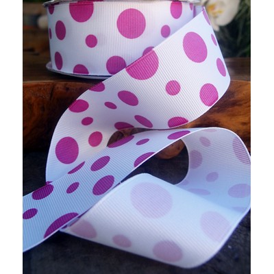 Purple Polka Dot Ribbon Printed on Grosgrain