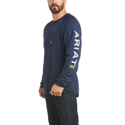 Rebar® Navy/Gray Heat Fighter Long Sleeve T-Shirt