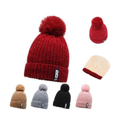 Chenille Plus Velvet Knitting Hat