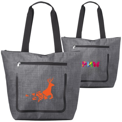 Stylish Durable Zip Pocket Shopping Tote Bag (16" X 14")