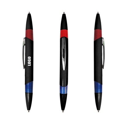 Black Double Sided Pen w/Blue & Red Ink
