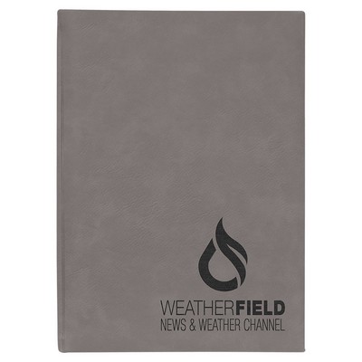 7" x 9 3/4" Gray Leatherette Journal-Lined Paper