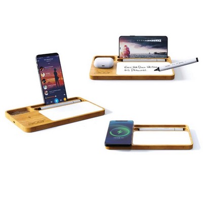 Bamboo 10W Wireless Charger White Board Phone Holder