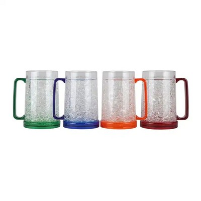 Gel Freezer 16oz Double Walled Beer Mugs with Handles