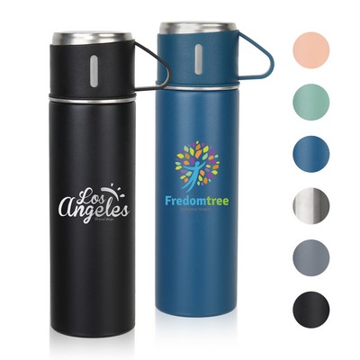 17 Oz Vacuum Insulated Flask Stainless Steel Bottle With Cup