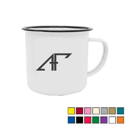 12 oz White Tin Glazed enamelled Mug
