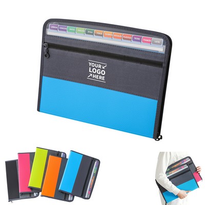 13 Pocket A4 Accordion Expanding File Folder With Zipper