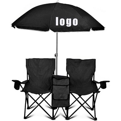 Double Folding Chair w/Removable Umbrella