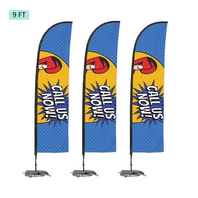 9 FT Feather Kit Flag Display Street Talker Double Sided Advertisement Flag Kit Set w/ Weight