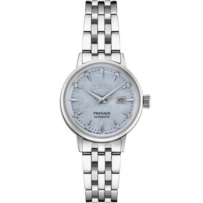 Seiko Watch Presage Ss Automatic Light Blue Dial W/ Diamond Markers