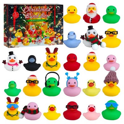 24 Yellow Ducks for Holiday Fun Christmas Blind Box Toy Set