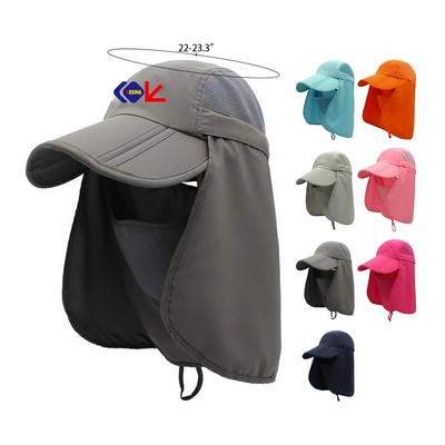 Mens UPF 50+ Sun Cap Fishing Hats with Removable Face Mask Neck Flap Hat