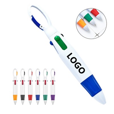 4-Color Carabiner Clip Ballpoint Pen