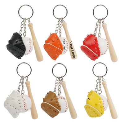 1 3/8" Baseball Set Keychain