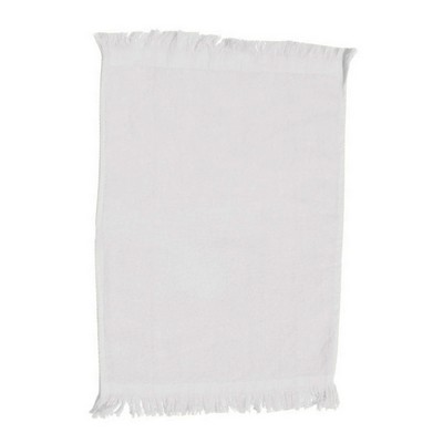 White Fringed Velour Fingertip Towel - Blank (11"x18")