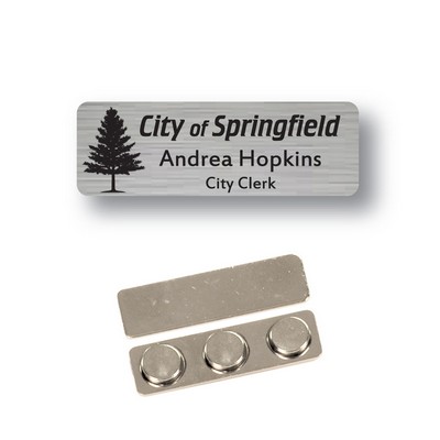 Name Badge - Brushed Silver Plastic - 1x3 laser engrave to black. No Minimum