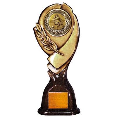 Stock 15" Classic Trophy with 2" Soccer Female Coin and Engraving Plate