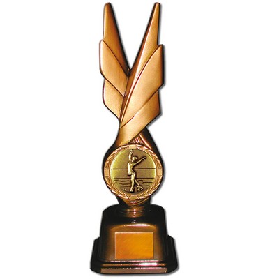Stock Phoenix 12" Trophy with 2" Figure Skating Female Coin and Engraving Plate
