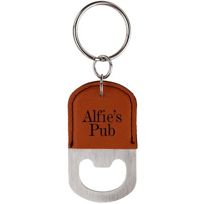 Oval Rawhide Leatherette Bottle Opener Keychain