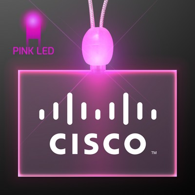 Light-Up Acrylic Rectangle Necklaces with Pink LED - Domestic Print