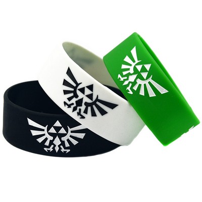 Custom Debossed or Embossed with Color Filled Silicone Wristbands Bracelets- 1" Wide