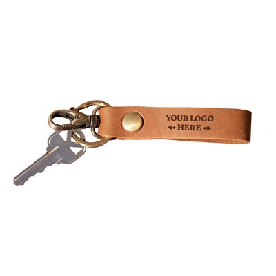 Full-Grain Leather Keychain w/Small Clasp