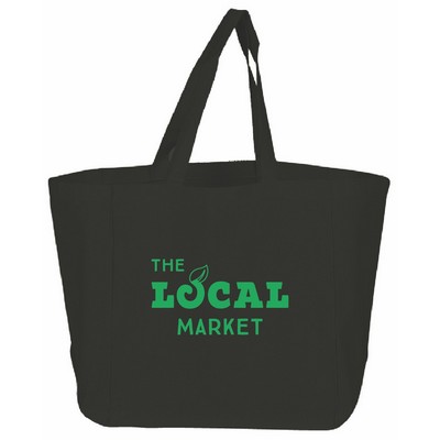 Black Cotton Canvas Grocery Tote - 12"x13"x8"