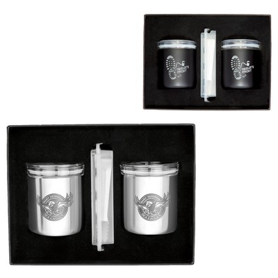 Stainless Glass Tumbler + Whiskey Cube Set