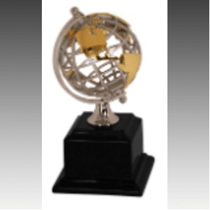 8.75" Gold/Silver Globe with Black Piano Finish Base