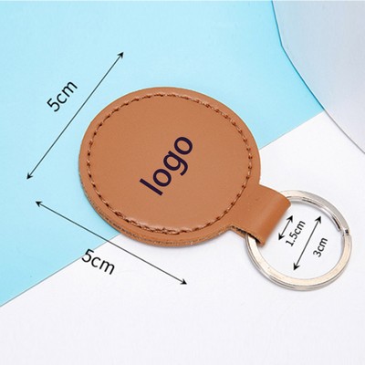 PU Leather Round Keychain