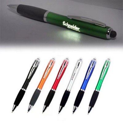 LED Illuminated Logo Rotating Advertising Touch Stylus Pen
