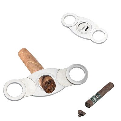 Compact Double Blade Cigar Cutter with O-Shaped Handle
