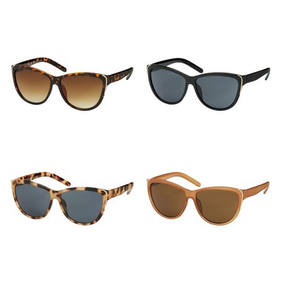 Rose Cat Eye Sunglasses w/Gold Accents