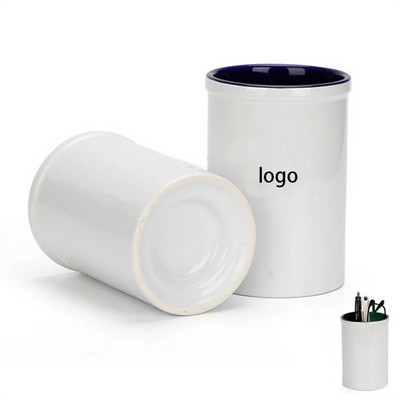Ceramic Cylindrical Desk Pencil Holder