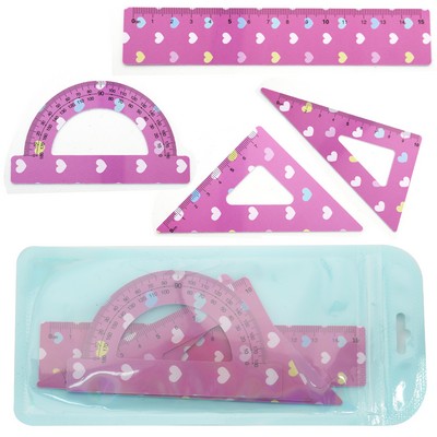 Custom Heart Print Ruler Set 4 Piece with Cute Design