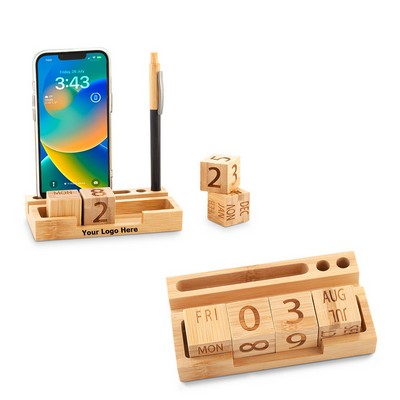 Wood Perpetual Calendar With Stand