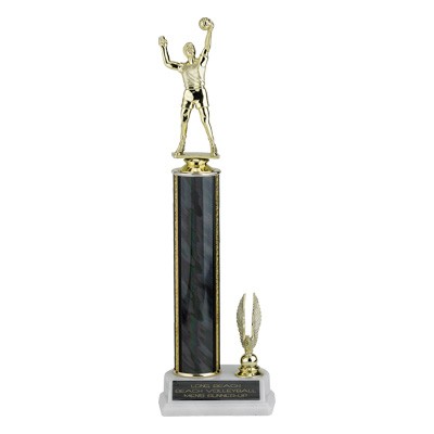 14" Black Splash Column Trophy w/Eagle
