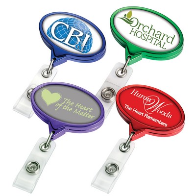 Color Chrome Jumbo Oval Retractable Badge Reel