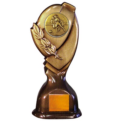 Stock Classic 10" Trophy with 2" Soccer Female Coin and Engraving Plate