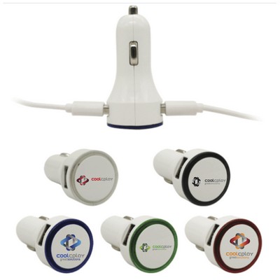 Light Up Dual Port USB Car Charger Adapter