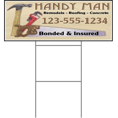 9"x24" 4mm Corrugated Plastic Outdoor Lawn Sign (One Color to Full Color)