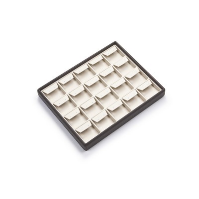 Chocolate/Beige Leatherette Light Weight 20 Earring Tray