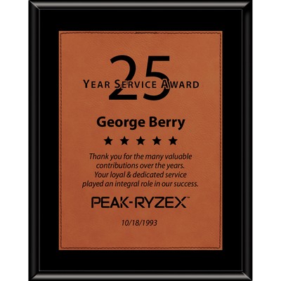 8x10 Black Economy Finish Plaque with Rawhide Lasered Leather Plate