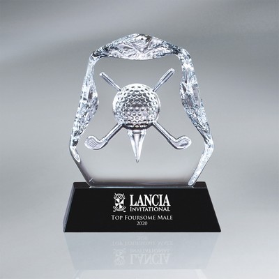 Crystal Crossed Golf Clubs on Black Base (4"x4 1/2")
