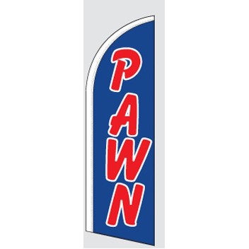 8' Poly-Knit Stock Feather Flag w/Pole Kit (Pawn w/Blue Background)