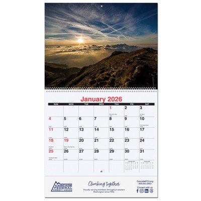 Peaceful Peaks Monthly Wall Calendar w/Coil Binding (10 5/8"x18¼")