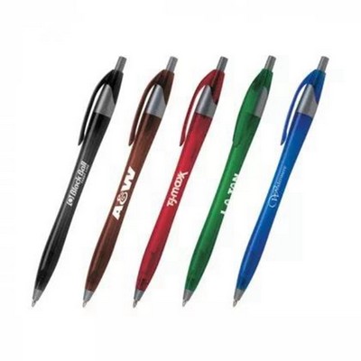 Javelin Plastic Clip Pen with Silver Trim