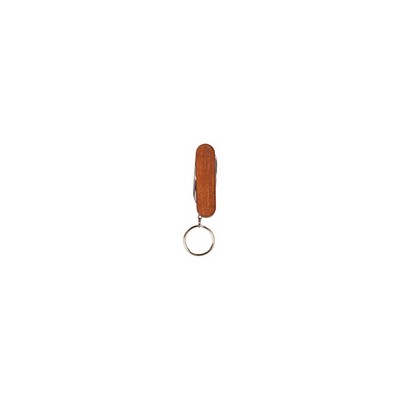 2.25" Wooden 3-Function Pocket Knife with Keychain